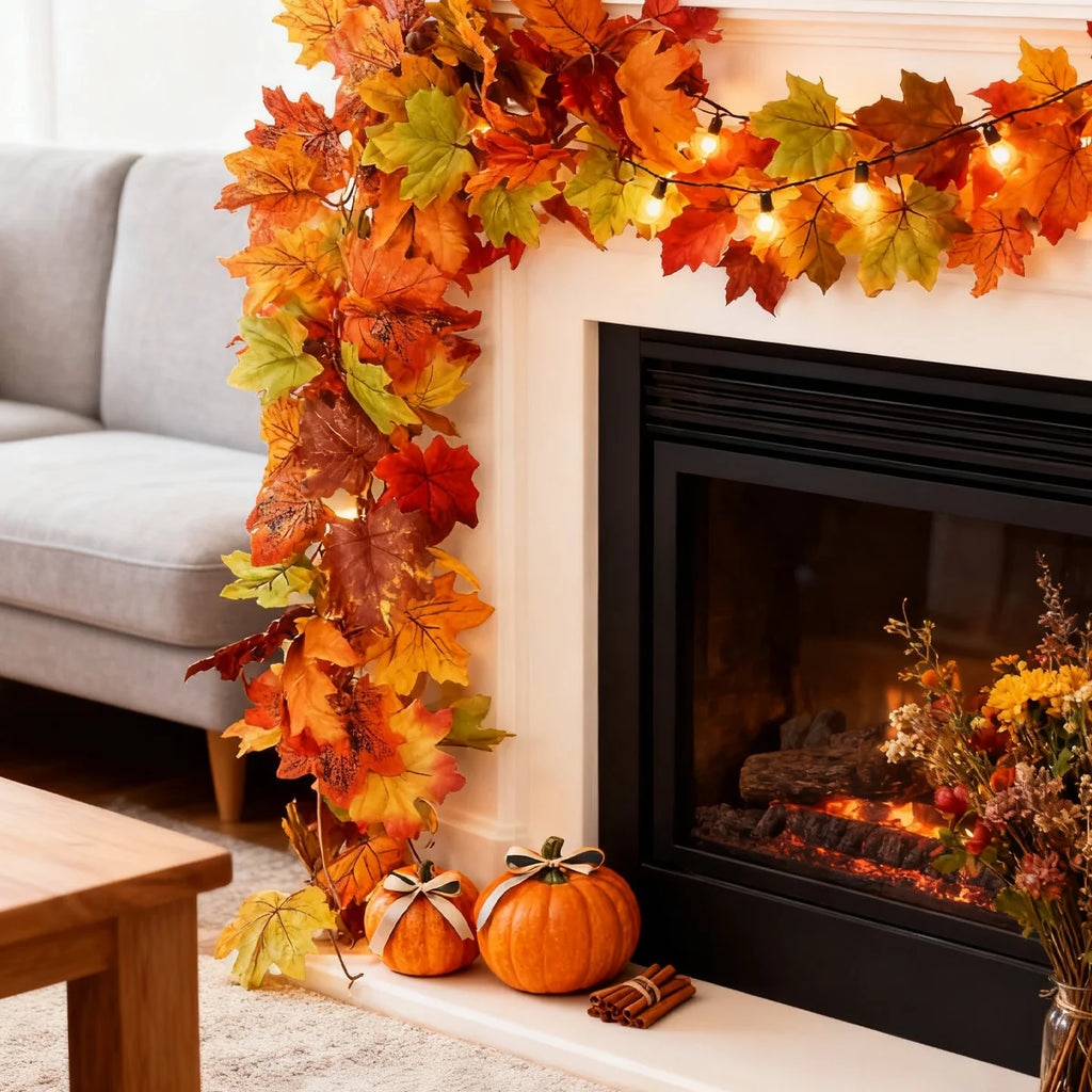 175cm Artificial Fall Maple Leaf Garland Fake Plants Autumn Decor Leaves Vine For Thanksgiving Halloween Christmas Wedding Decor