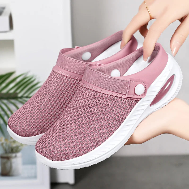 2025 New Breathable Women's Slippers Soft Sole Casual Beach Shoes Breathable Lazy Half Drag Women's Shoes