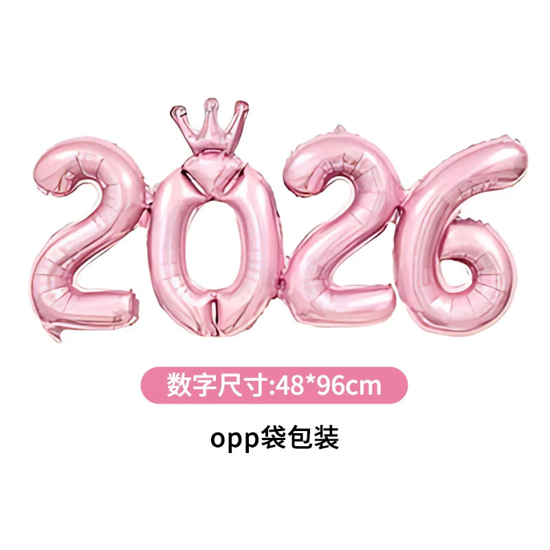 2026 Gold Crown Foil Number Balloons for 2026 New Year Christmas Eve Festival Party Supplies Decorations Christmas Home Decor