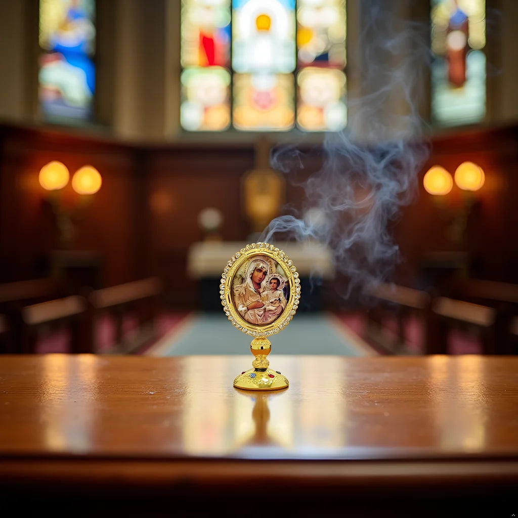 Orthodox Icon Ornament, Orthodox Car Dashboard Decoration, Zinc Alloy Gold Plated, Church Altar, Religious Ceremony