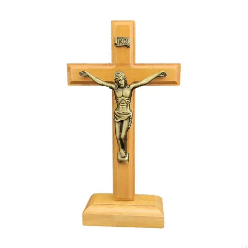 Table Cross Wooden Catholic Jesus Cross with Stand Religious Christian Crucifix Church Decoration Home Shelf Ornaments