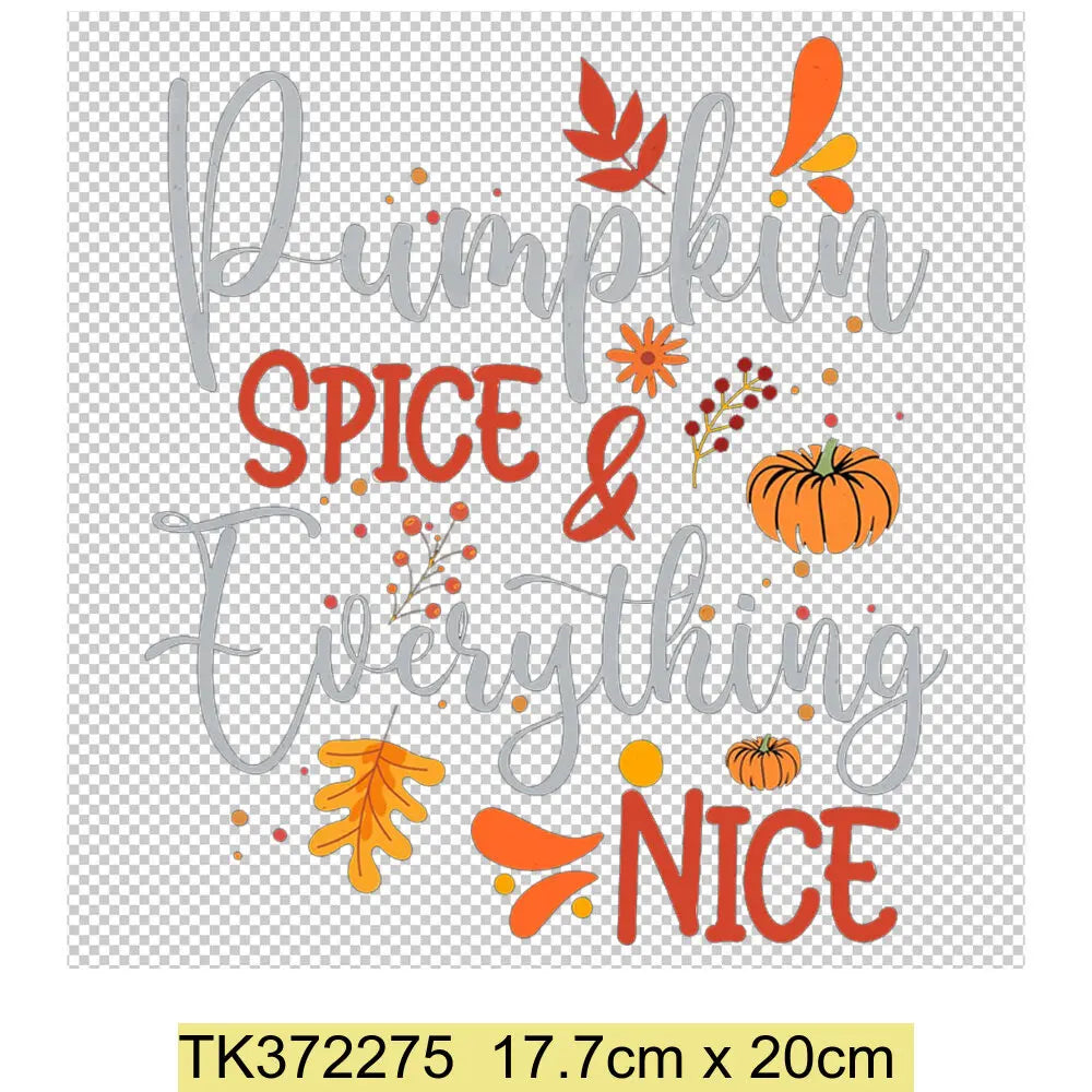 Retro Printing Thanksgiving Iron on Transfers Patches Pumpkin Autumn Heat Transfer Stickers for Clothes Heat Transfers Patches