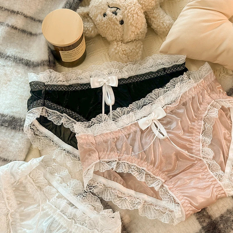 Thin underwear women satin sexy panties mesh soft lace ropa interior femenina antibacterial lingerie girl ropa interioir mujer