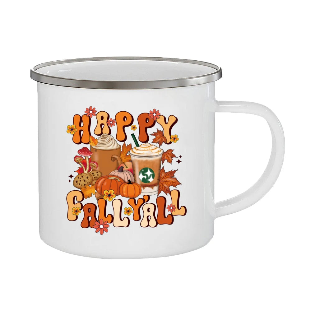 Just A Girl Who Loves Fall Mug Hello Autumn Mugs Pumpkin Spice Latte Enamel Coffee Cup Autumn Gifts Ideas