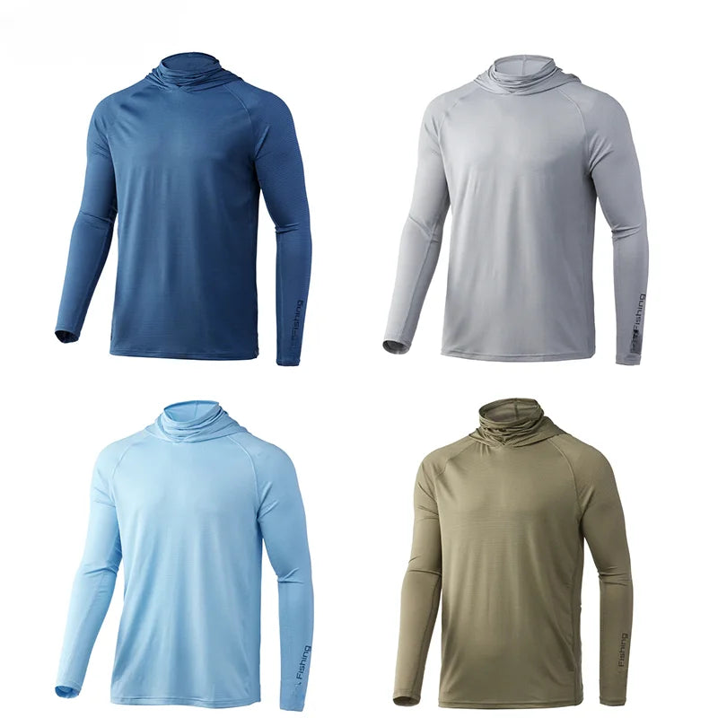 Hoodie Fishing Shirts Long Sleeve Quick Dry Sweatshirt Summer Dresses Breathable Jersey UV Fishing Clothing Face Mask