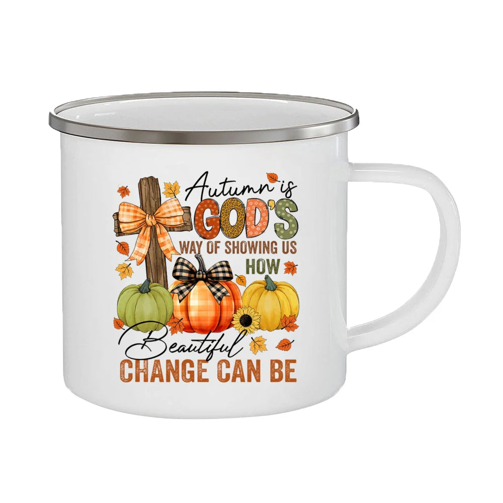 Just A Girl Who Loves Fall Mug Hello Autumn Mugs Pumpkin Spice Latte Enamel Coffee Cup Autumn Gifts Ideas