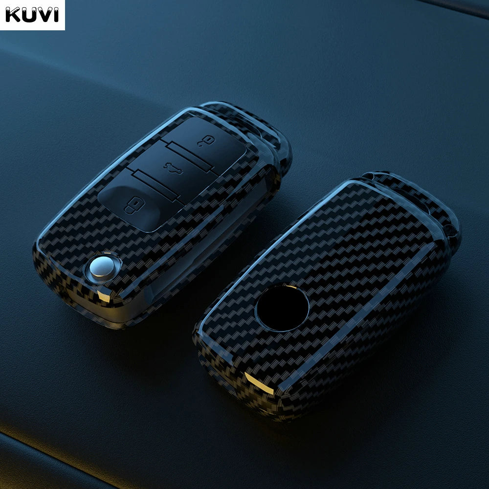 Carbon Fiber ABS Car Key Case Cover Shell For VW Volkswagen Polo Tiguan Passat Golf 7 MK Jetta Skoda Kodiaq Superb Octavia Seat