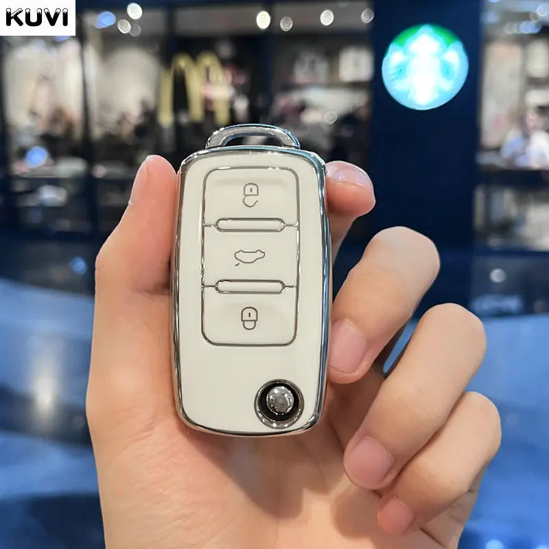 Leather TPU Car Key Case Car Key Full Cover Protection Bag for VW Volkswagen Polo Tiguan Passat Golf Jetta Lavida Skoda Octavia