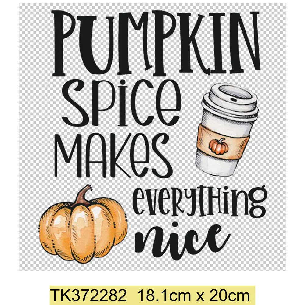 Retro Printing Thanksgiving Iron on Transfers Patches Pumpkin Autumn Heat Transfer Stickers for Clothes Heat Transfers Patches