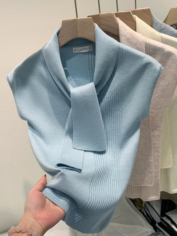 AOSSVIAO 2025 Women Knitted Tank Tops Women Thin Tops Basic Casual Tank Tops O-neck Tees Sleeveless Tops for Women