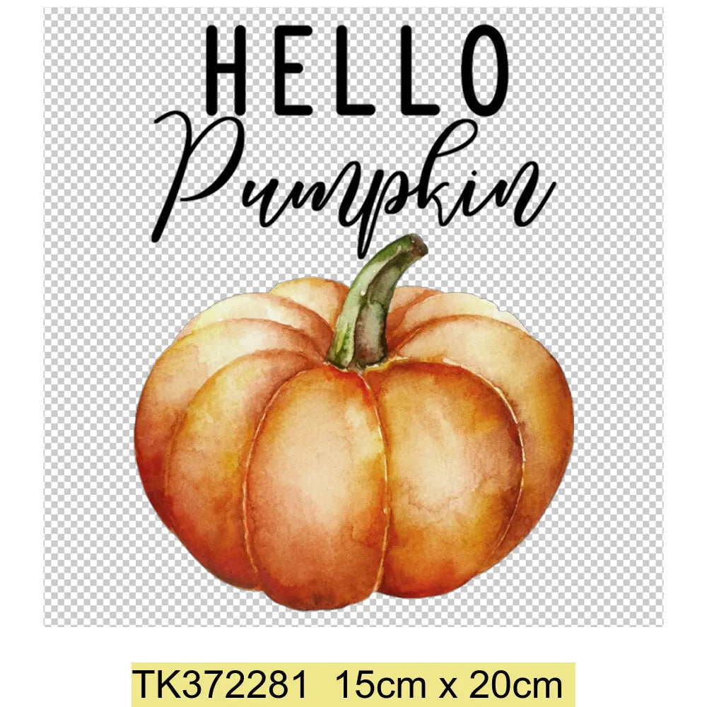 Retro Printing Thanksgiving Iron on Transfers Patches Pumpkin Autumn Heat Transfer Stickers for Clothes Heat Transfers Patches