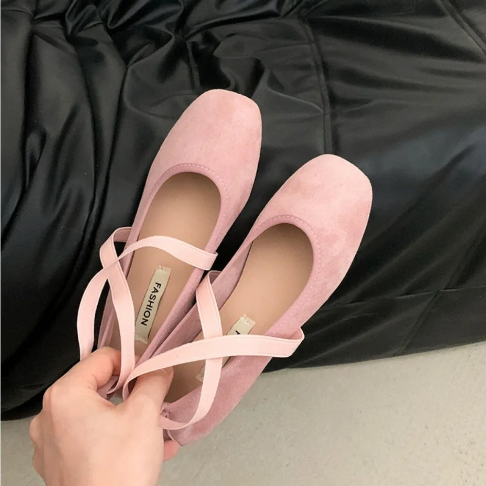 Flat Shoes for Women Summer New Pink Ballet Shallow Mouth Flats Sole Single Shoe Womens Soft Soled Mary Jane Shoes Pumps Zapatos