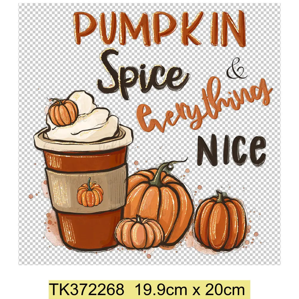 Retro Printing Thanksgiving Iron on Transfers Patches Pumpkin Autumn Heat Transfer Stickers for Clothes Heat Transfers Patches
