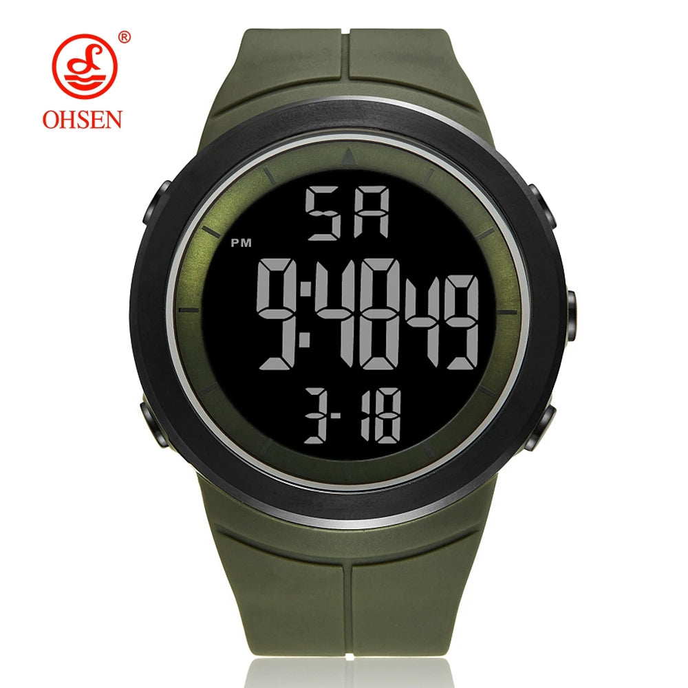 Digital Watches for Men Black 50M Diving Tactical Wristwatch Big Dial Waterproof Electronic Led Military Clocks Alarm Stopwatch