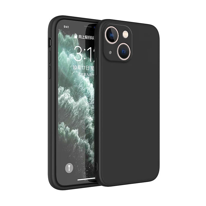 Square Square Liquid Silicone Phone Case for iPhone 14 Plus 11 12 13 14 Pro Max 12 13 mini Luxury Camera Protective Cover