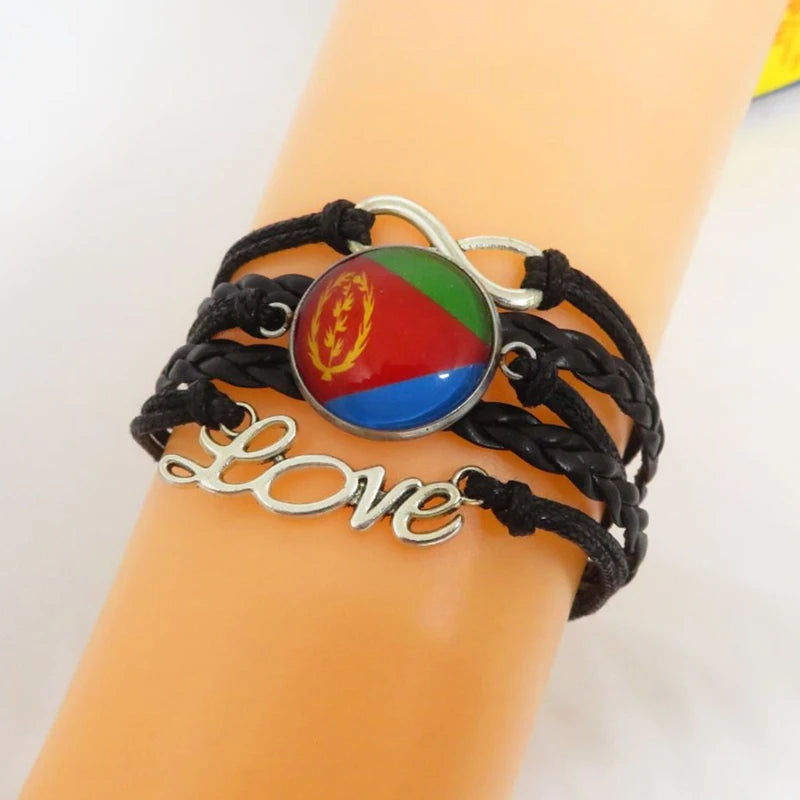 Love Eritrea Flag Bracelet Handmade Charm Bracelets & Bangles For Women And Men Jewelry Freindship Lovers Gift