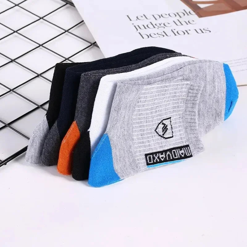 5 Pairs Men's Mid-Calf Socks Cotton Breathable Warm Sports Socks Autumn Winter Sweat-Absorbing Long Casual Trendy Style