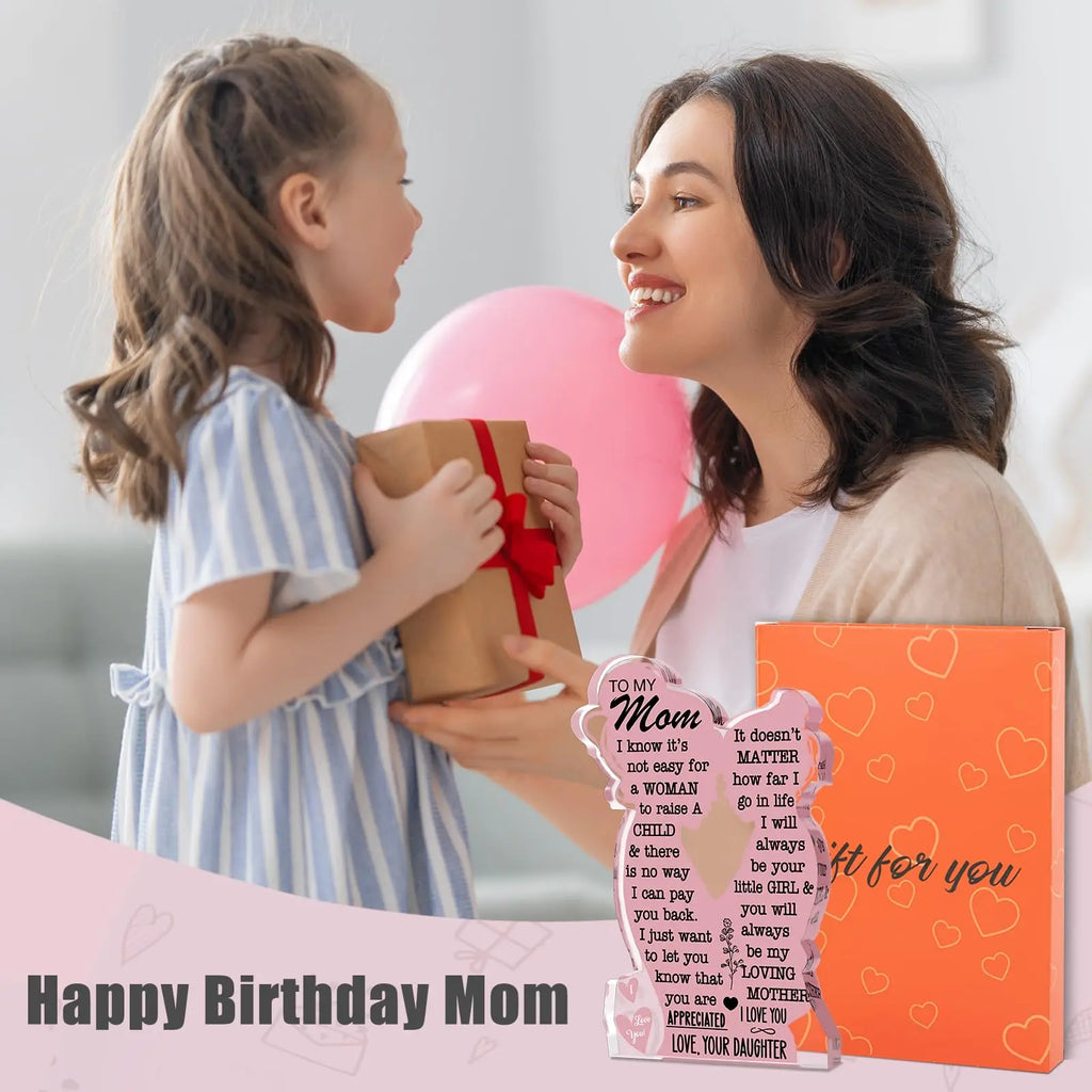 2025 Mother's Day Gift Acrylic Plaque Sign Mom Gifts Mothers Day Gifts from Daughter Mom Birthday  I Love Mom Best Mom Ever Gift