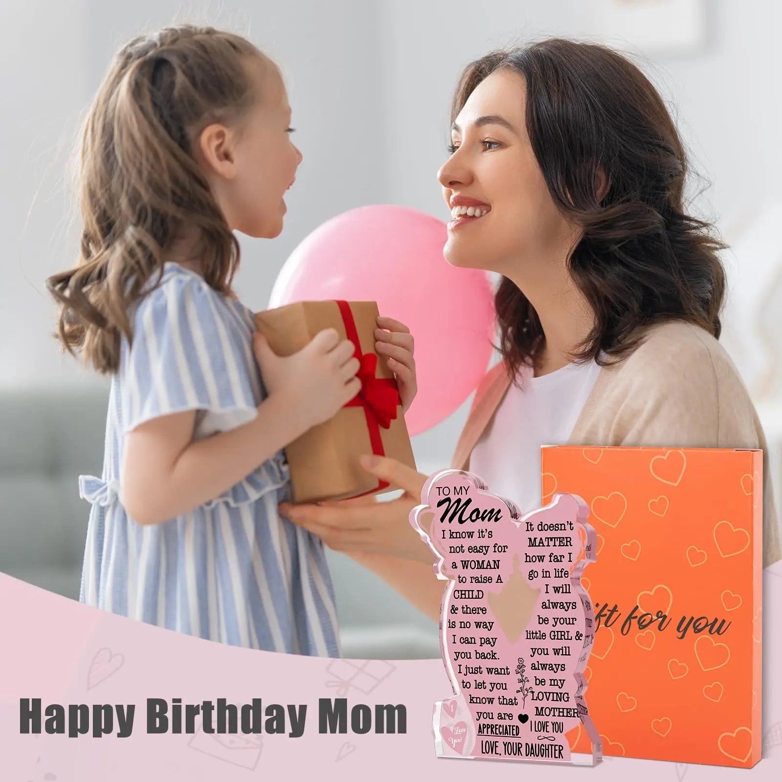 2025 Mother's Day Gift Acrylic Plaque Sign Mom Gifts Mothers Day Gifts from Daughter Mom Birthday  I Love Mom Best Mom Ever Gift