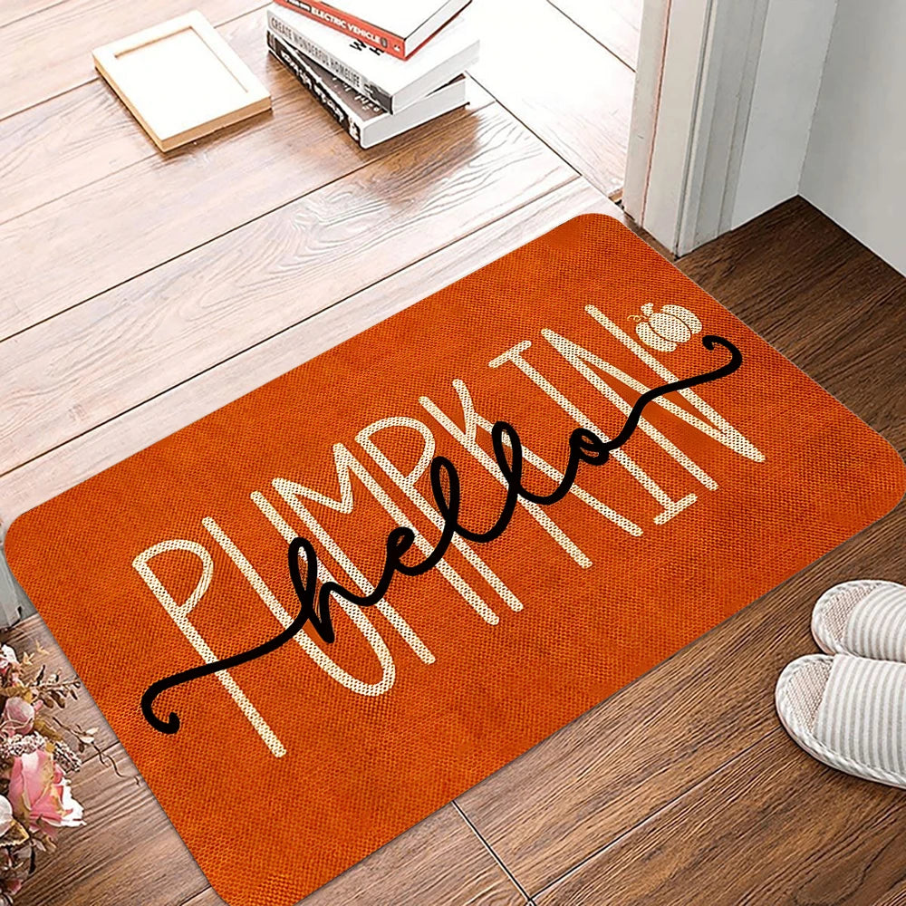 Happy Fall Yall Pumpkin Door Mat Thanksgiving Autumn Scarecrow Non-Slip Welcome Decorative Seasonal Floor Mat for Indoor Outdoor