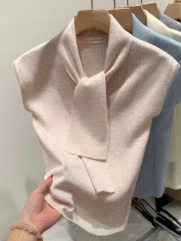 AOSSVIAO 2025 Women Knitted Tank Tops Women Thin Tops Basic Casual Tank Tops O-neck Tees Sleeveless Tops for Women
