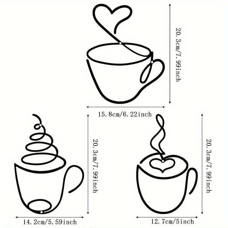 1/3pcs of Creative Coffee Wall Hangings, Coffee Shop Decorations,  Interior Wall Decorations, Wall Hanging Iron Paintings