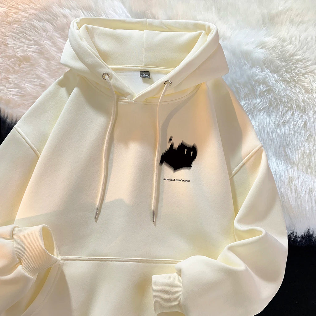 Hoodie men's trendy brand versatile Hong Kong style high street American printed top autumn and winter coat