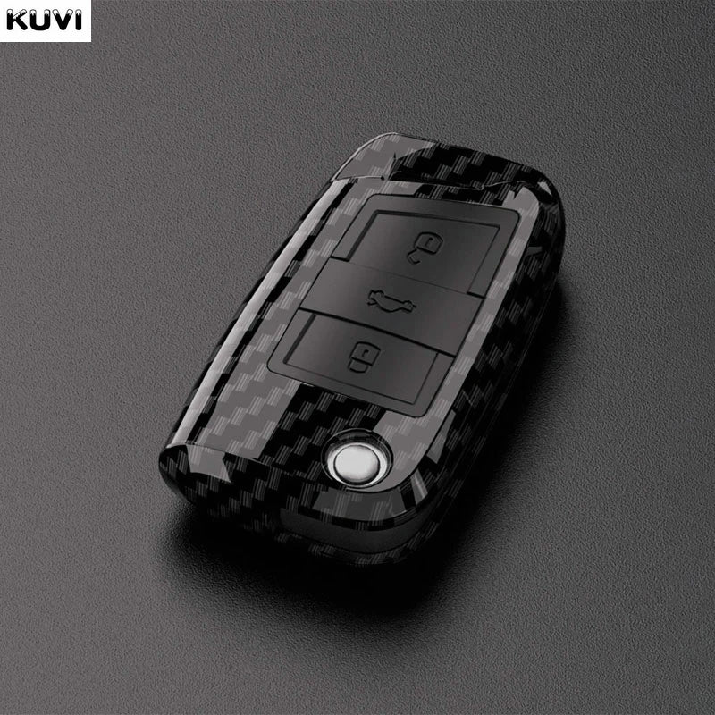Carbon Fiber ABS Car Key Case Cover Shell For VW Volkswagen Polo Tiguan Passat Golf 7 MK Jetta Skoda Kodiaq Superb Octavia Seat