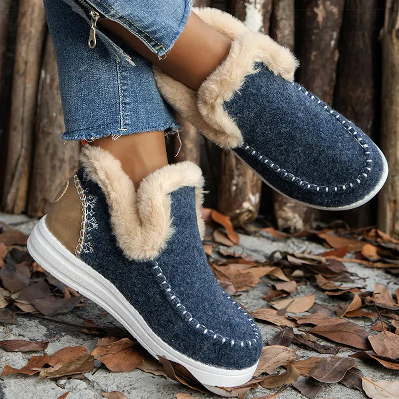 Boots 2025 Winter Shoes For Woman Fur Botas Mujer Casual Women's Ankle Boots Winter Footwear Female Rubber Snow Boots For Women