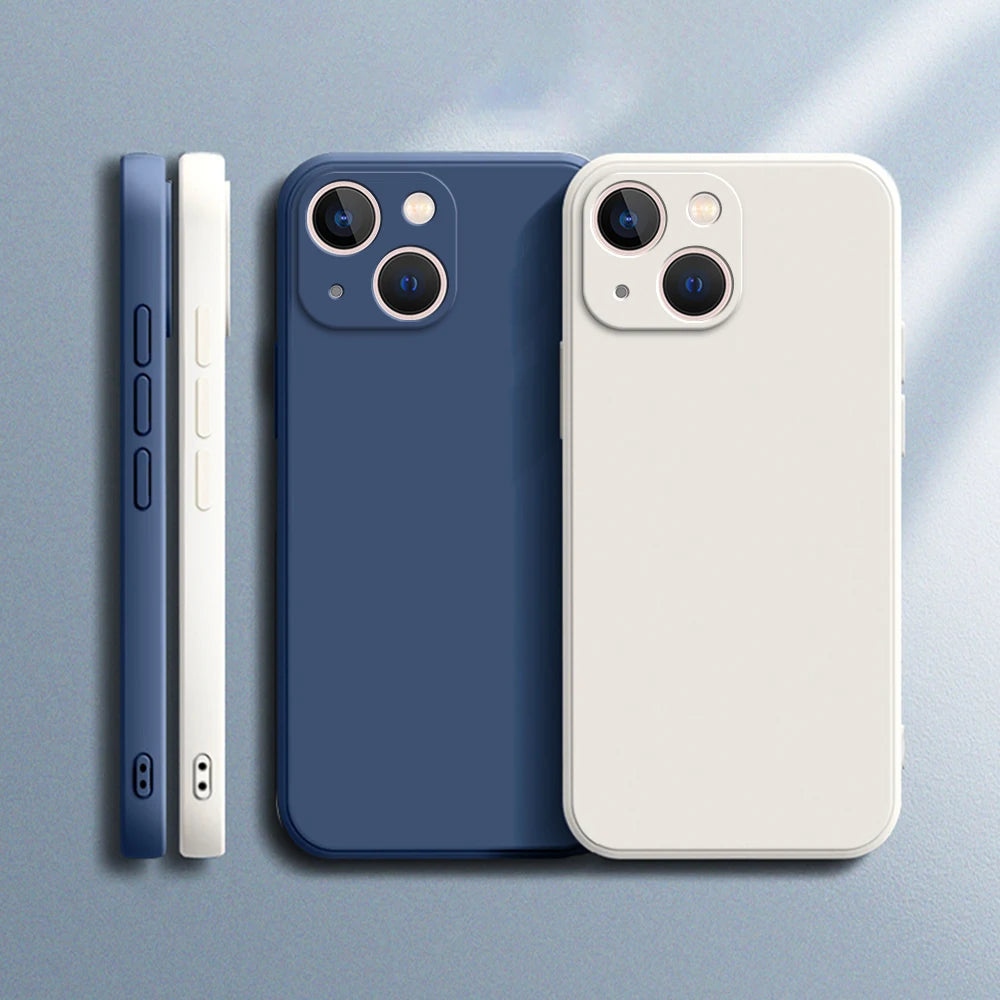 Square Square Liquid Silicone Phone Case for iPhone 14 Plus 11 12 13 14 Pro Max 12 13 mini Luxury Camera Protective Cover