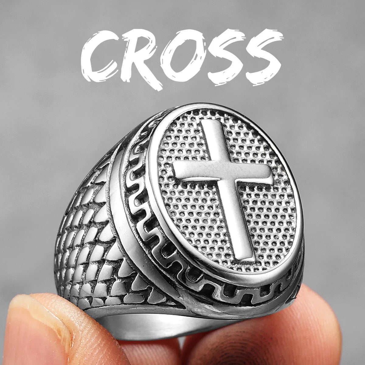 Christian Cross Black Religon Men Rings Stainless Steel Punk Cool Stuff Fashion Accessories Jewelry For Women Gift Wholesale