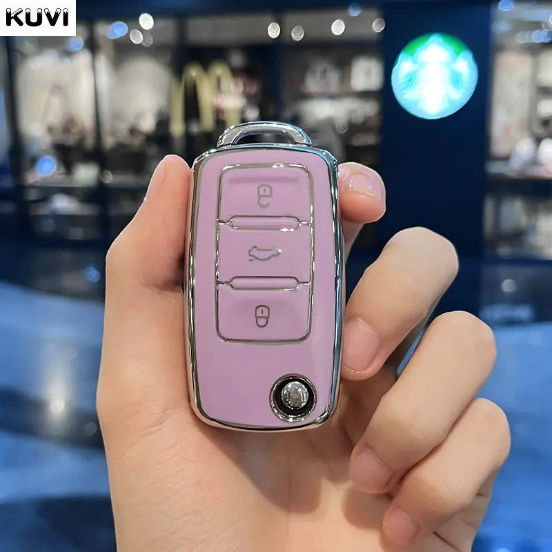 Leather TPU Car Key Case Car Key Full Cover Protection Bag for VW Volkswagen Polo Tiguan Passat Golf Jetta Lavida Skoda Octavia