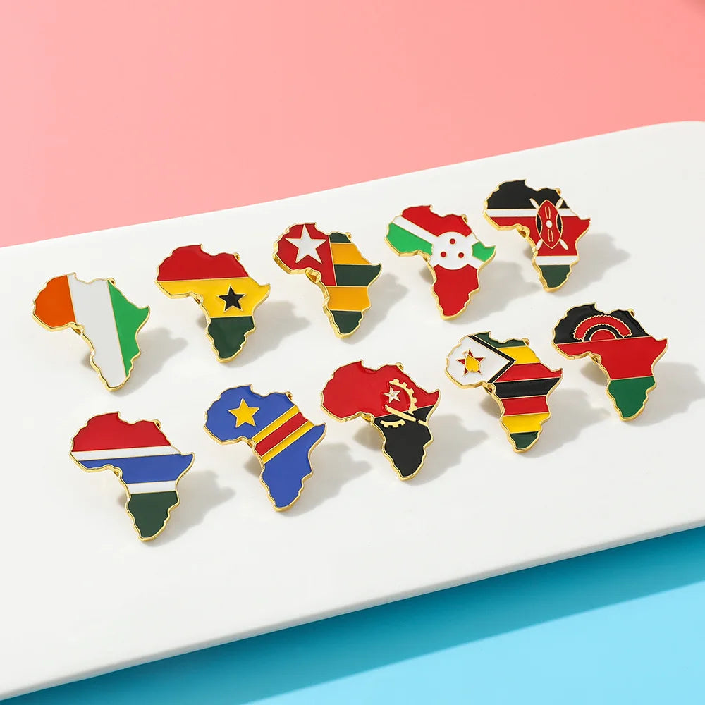 Hip Hop Africa Map Enamel Pins Brooches Ethnic Jewelry Ghana Congo Sudan Somalia Uganda Zimbabwe Zambia Liberia Map Brooch