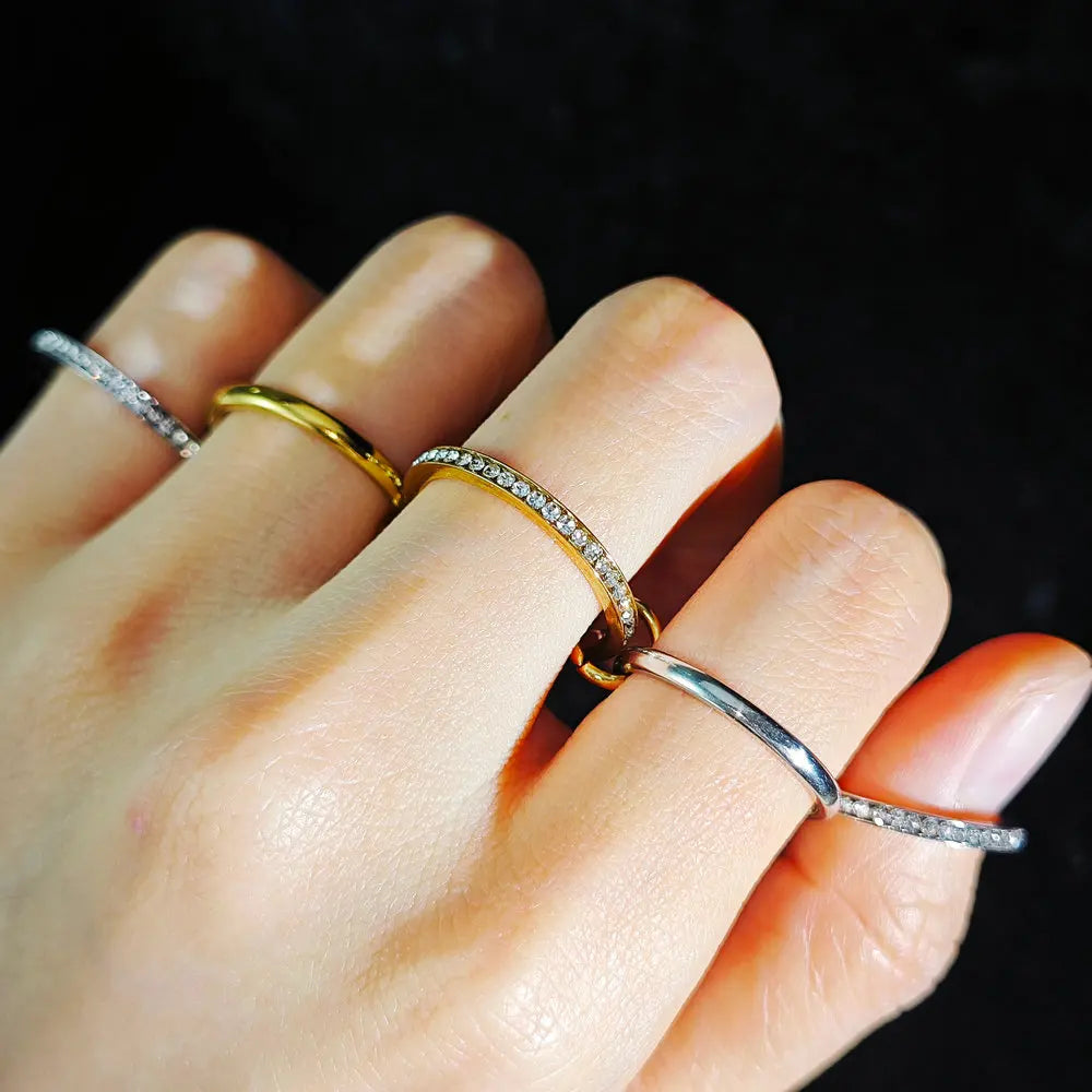 Five-Piece Set Stackable Rings Stainless Steel Two-color Design Bling Zircon Spinelli Kilcollin Ring Jewerly Gifts For Women