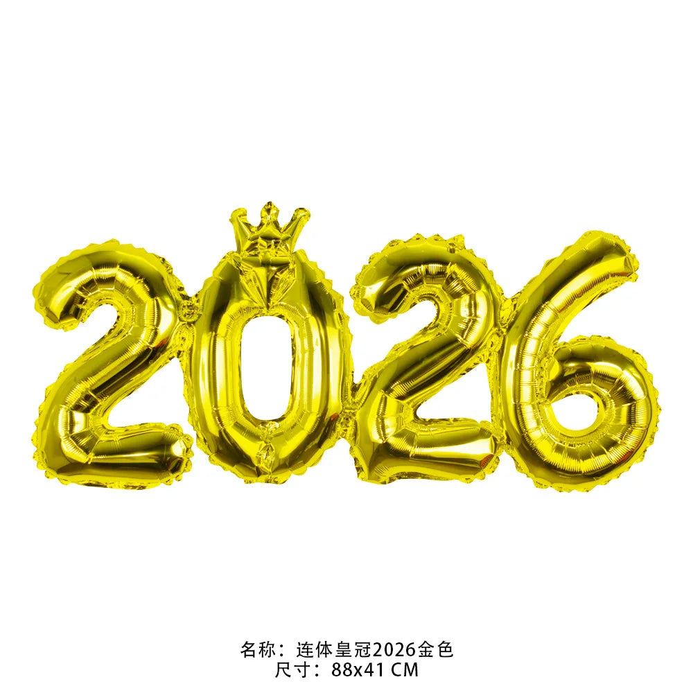 2026 Gold Crown Foil Number Balloons for 2026 New Year Christmas Eve Festival Party Supplies Decorations Christmas Home Decor