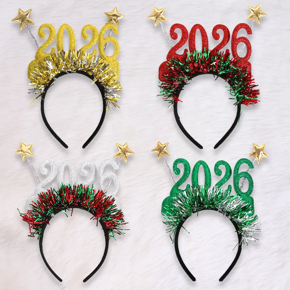 2026 Christmas Star Color Strip Headband New Year's Eve Digital Creative Party Decoration Head Buckle