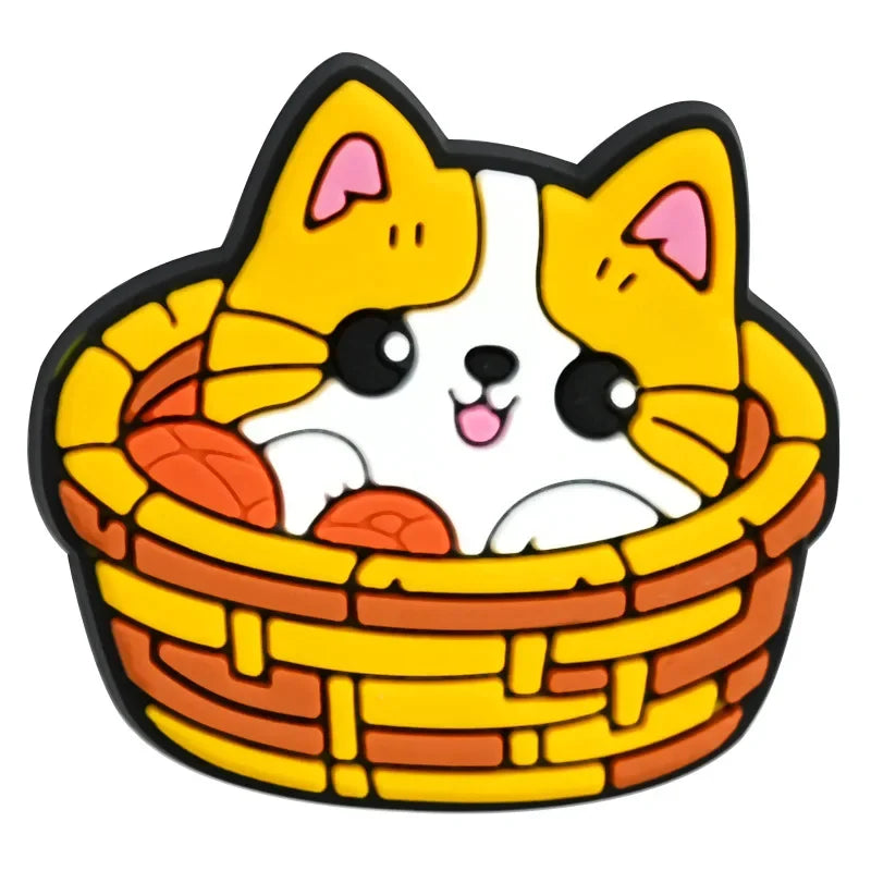 Cute Cat Shoe Charms for Crocs Pin Accessories Charms Decorations Sandals Shoe Women Paryt Favor Gifts