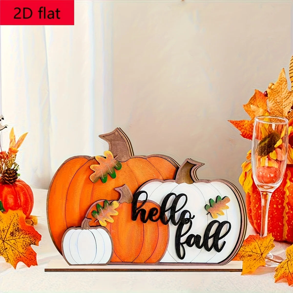 Fall Decorations for Home Hello Pumpkin Wooden Sign Hello Fall Wooden Block Signs for Autumn Farmhouse Decor for Home Kitchen