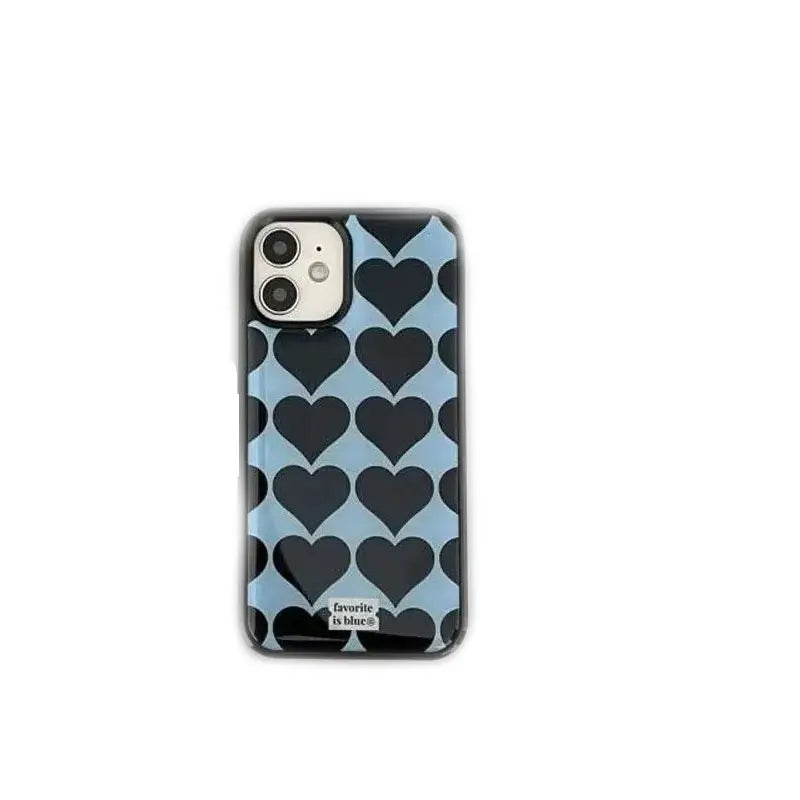 Korean Ins Blogger’s Style Love Heart Phone Case For iPhone 16 Pro Max 15 14 13 12 11 Pro Mini 7 8 Plus Luxury Y2K Phone Cases