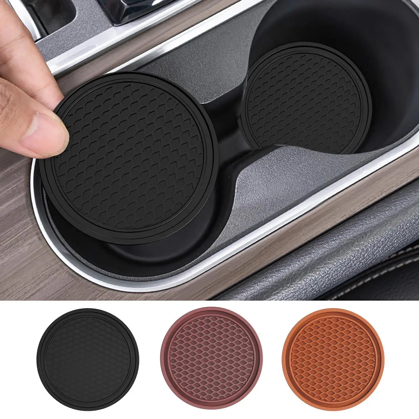 2 pcs Black Car Auto Cup Holder Anti Slip Insert Coasters Pads Interior Accessories For Most Cups Accessories