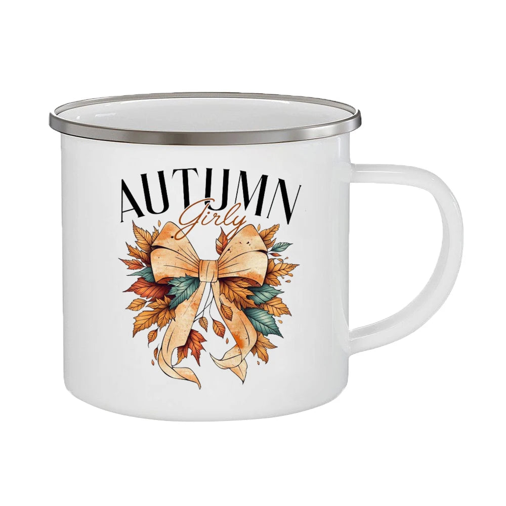 Just A Girl Who Loves Fall Mug Hello Autumn Mugs Pumpkin Spice Latte Enamel Coffee Cup Autumn Gifts Ideas