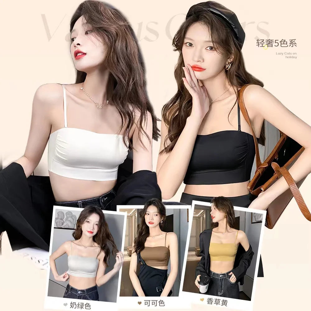 Bra Underwear For Women With anti Stray Light Wrap, Thin Shoulder Straps, Thin Back Vest, Sexy Bra, All In One For External Wear