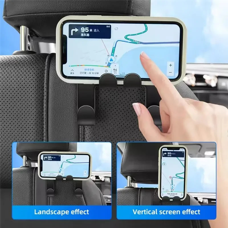 Car Back Seat Hook Hanging Storage Mobile Phone Holder Stand Lazy Rear Seat Headrest Bracket For iPhone Samsung Xiaomi AllPhones