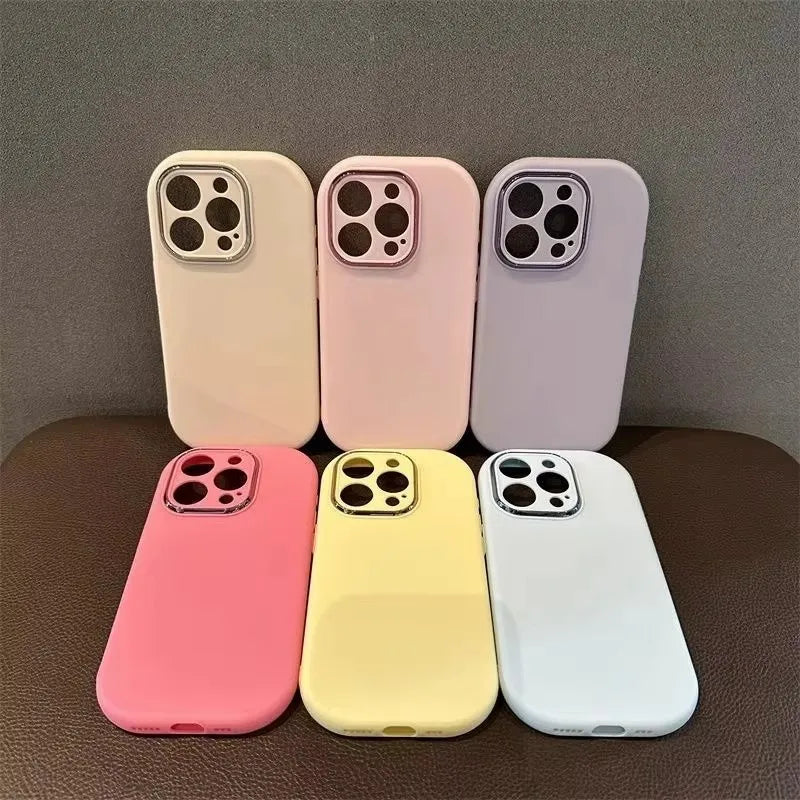Luxury Cute Soft Silicone Candy Color Phone Case For iPhone 11 12 13 14 15 16 17 Pro Max Plus Shockproof Bumper Back Cases Cover