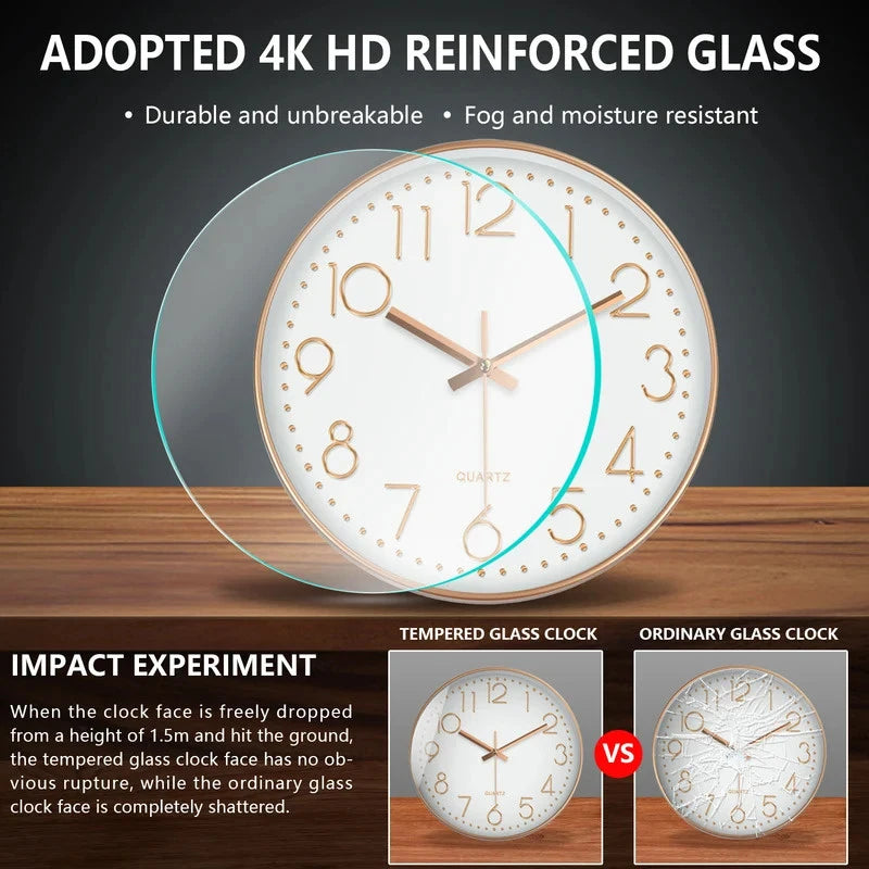 8-Inch Minimalist Quartz Wall Clock, 3D Digital Clock, Silent Clock for Living Rooms, Bedrooms, and Offices, Home Decor