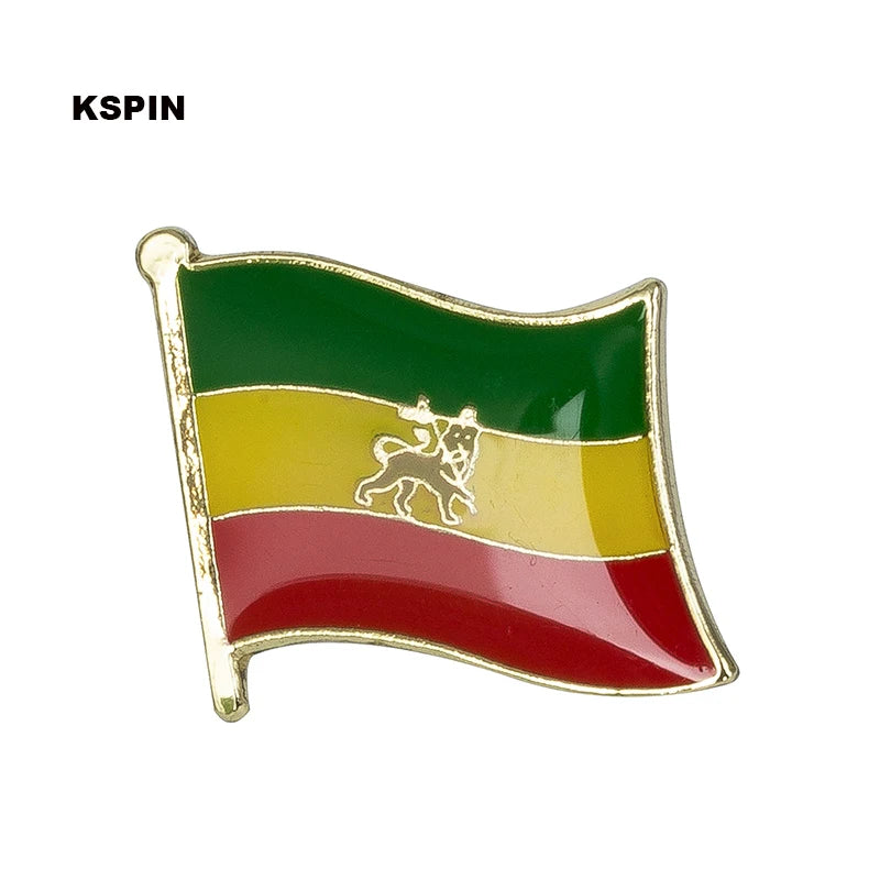 Ethiopia Flag Badge Clips Button for Clothes Metal Kawaii Pins in Brooches KS-0011