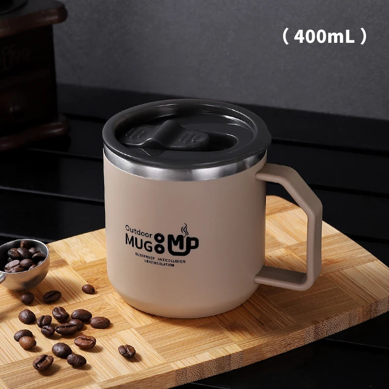 400ml 304 Mug Stainless Steel Anti-Fall with Lid Milk Cup for Men and Women Home Water Cup Office Coffee Cup