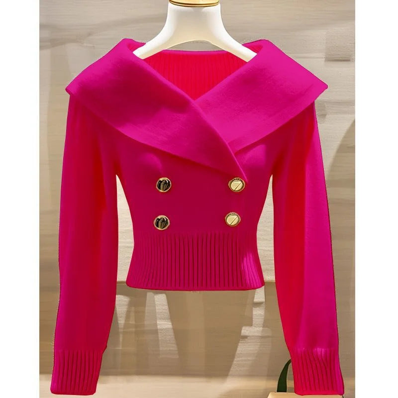 Sweater Women's 2025 New Fashion Autumn Long-Sleeved Temperament Casual Knitwear Female Pullovers Sweater