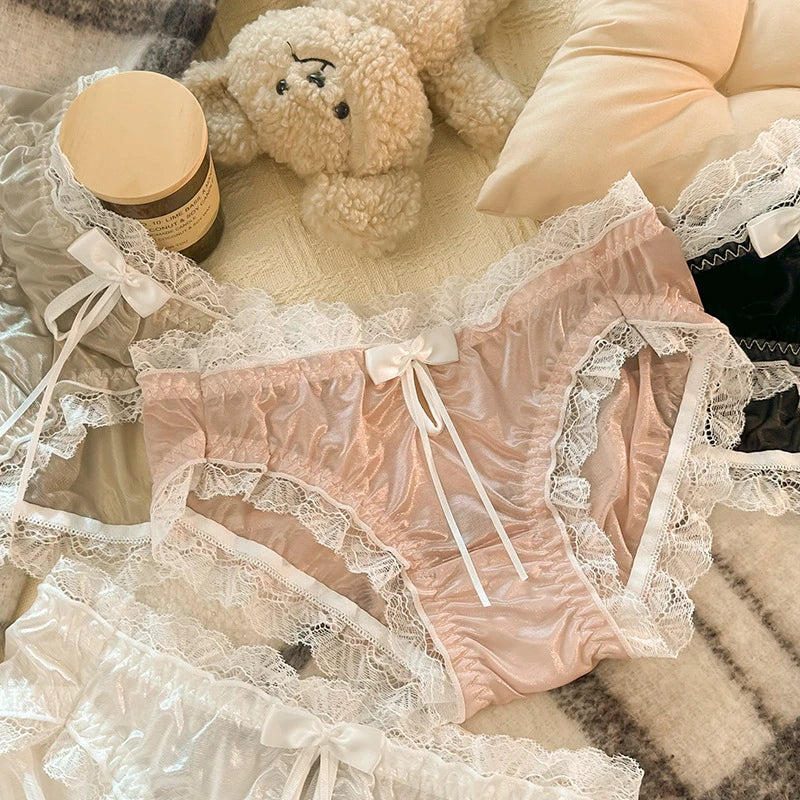 Thin underwear women satin sexy panties mesh soft lace ropa interior femenina antibacterial lingerie girl ropa interioir mujer