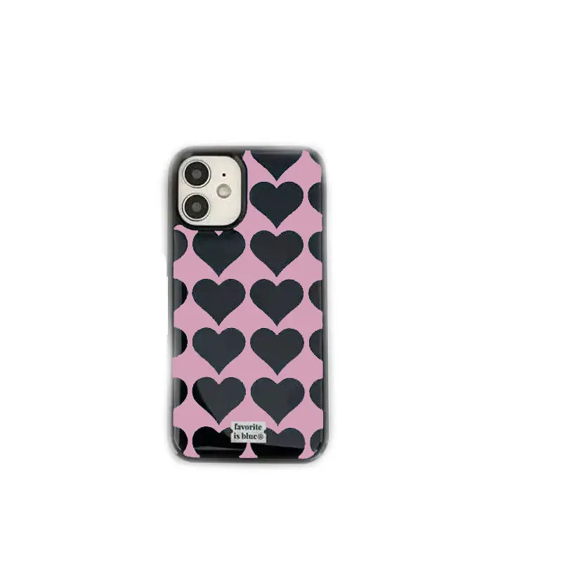 Korean Ins Blogger’s Style Love Heart Phone Case For iPhone 16 Pro Max 15 14 13 12 11 Pro Mini 7 8 Plus Luxury Y2K Phone Cases